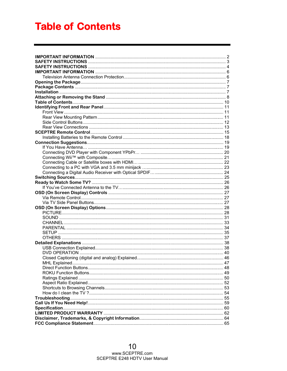 Sceptre E248BD-FMQR User Manual | Page 10 / 65