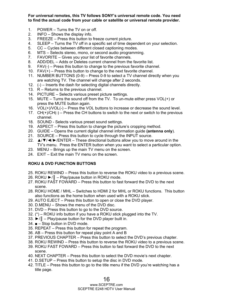 Sceptre E248BD-FMQR User Manual | Page 16 / 65