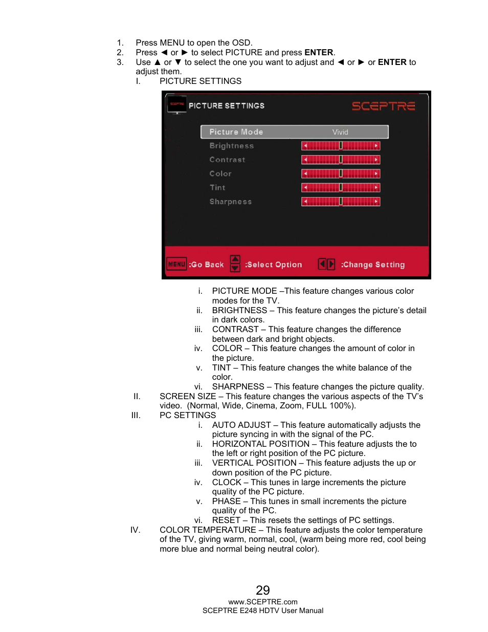 Sceptre E248BD-FMQR User Manual | Page 29 / 65