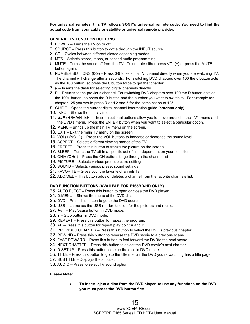 Sceptre E165BD-HD User Manual | Page 15 / 58