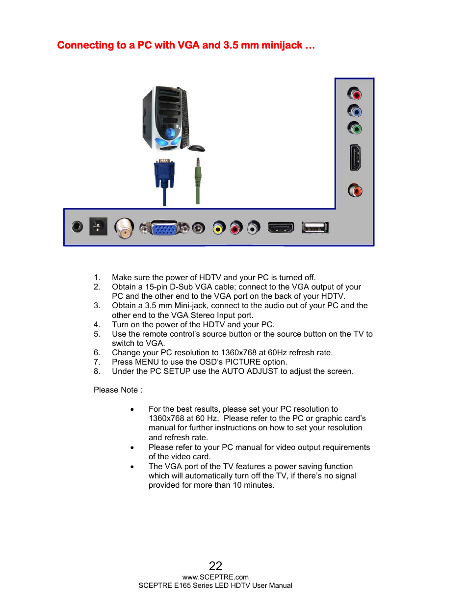 Sceptre E165BD-HD User Manual | Page 22 / 58