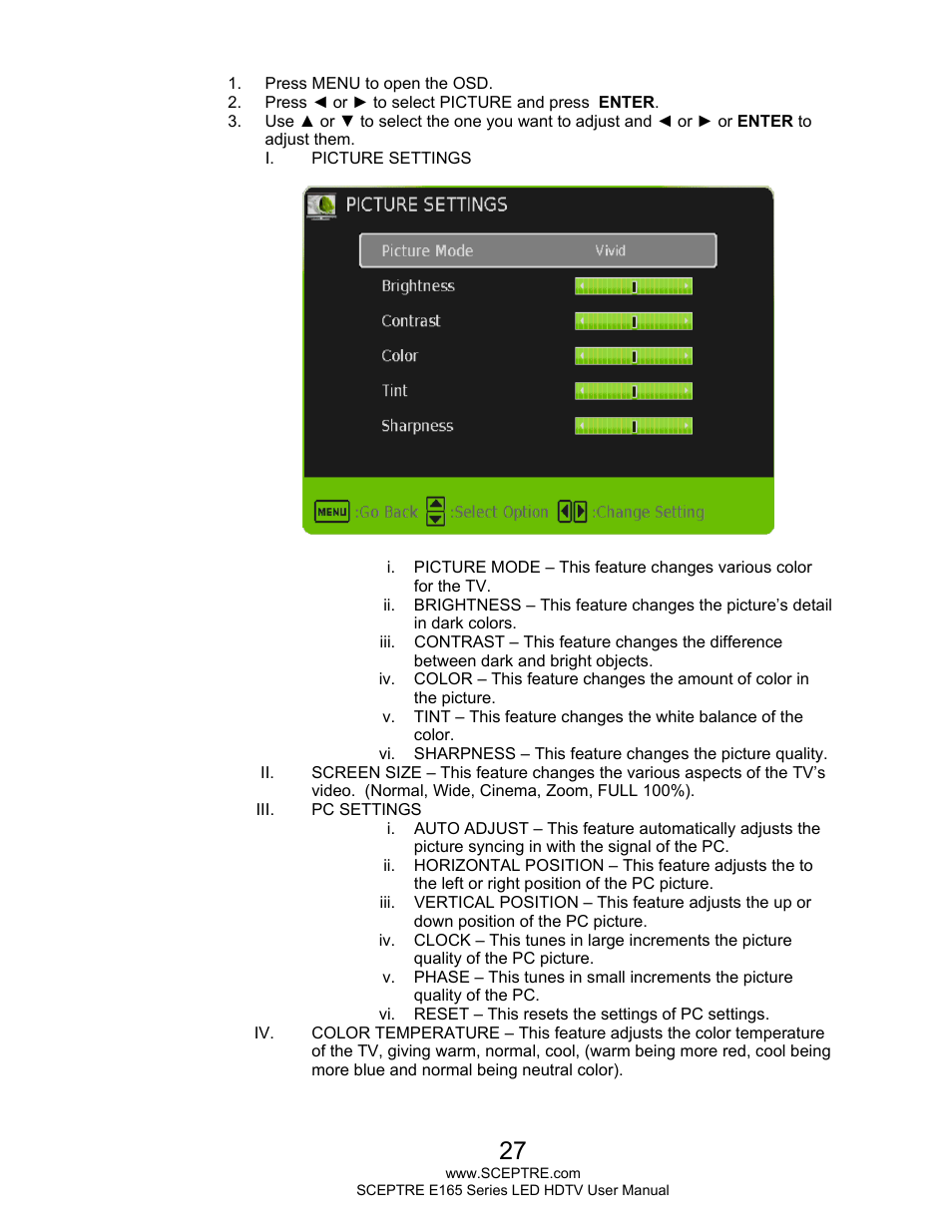 Sceptre E165BD-HD User Manual | Page 27 / 58