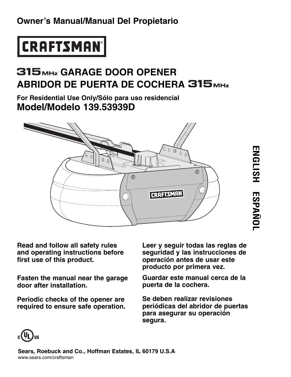 Craftsman 315 SERIES 139.53939D User Manual | 80 pages