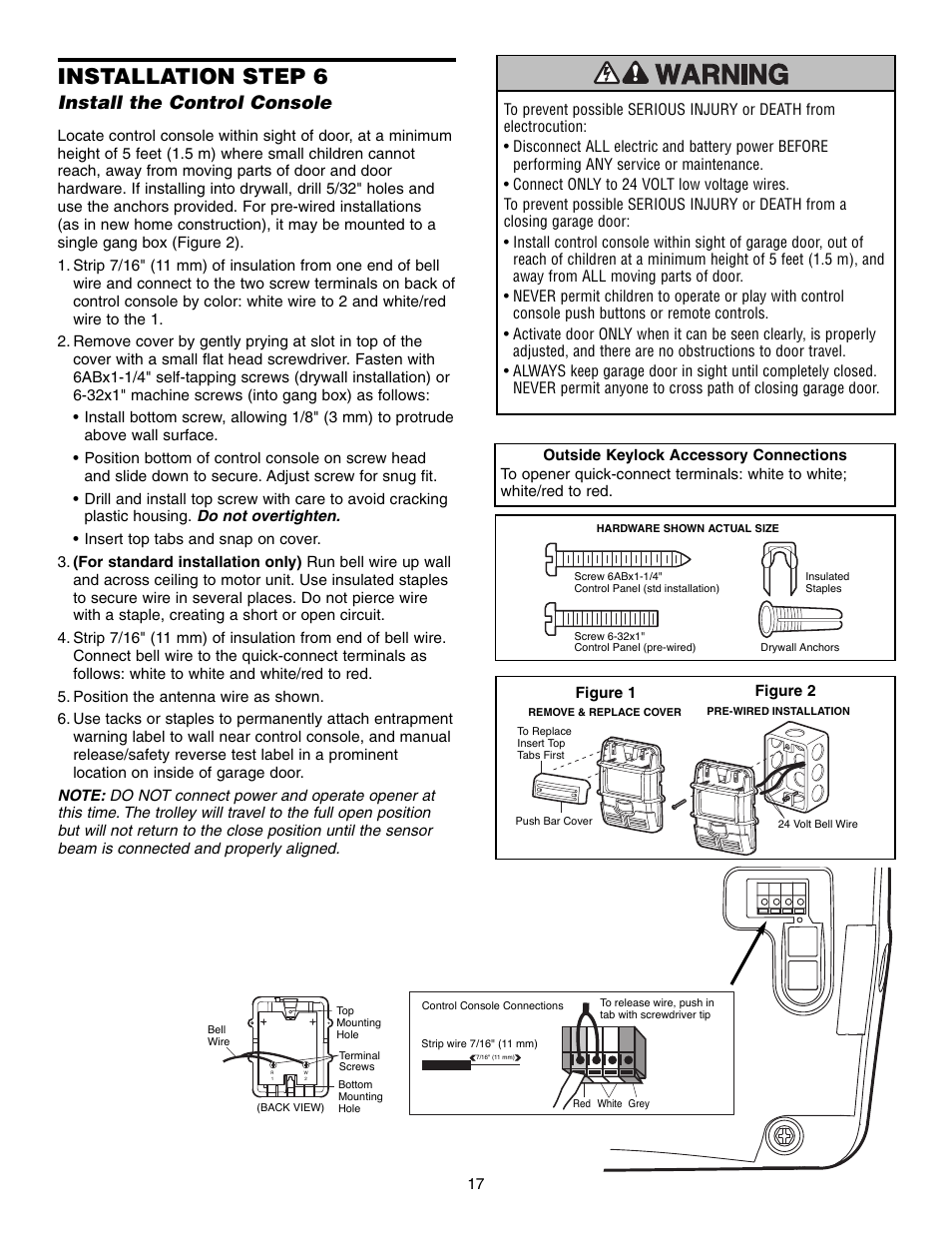 Install the control console, Installation step 6 | Craftsman 315 SERIES 139.53939D User Manual | Page 17 / 80