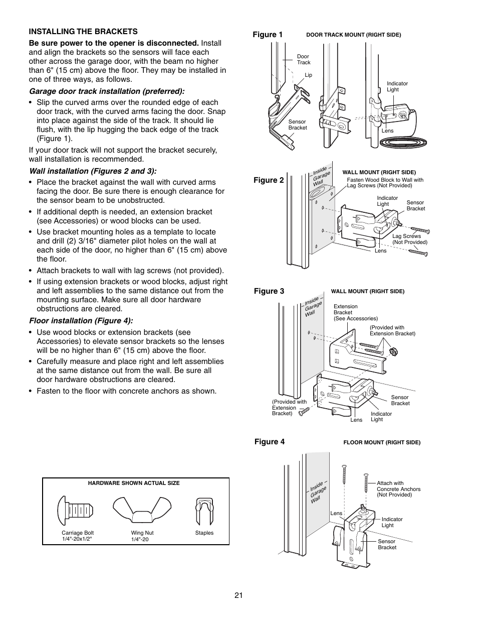 Installing the brackets | Craftsman 315 SERIES 139.53939D User Manual | Page 21 / 80