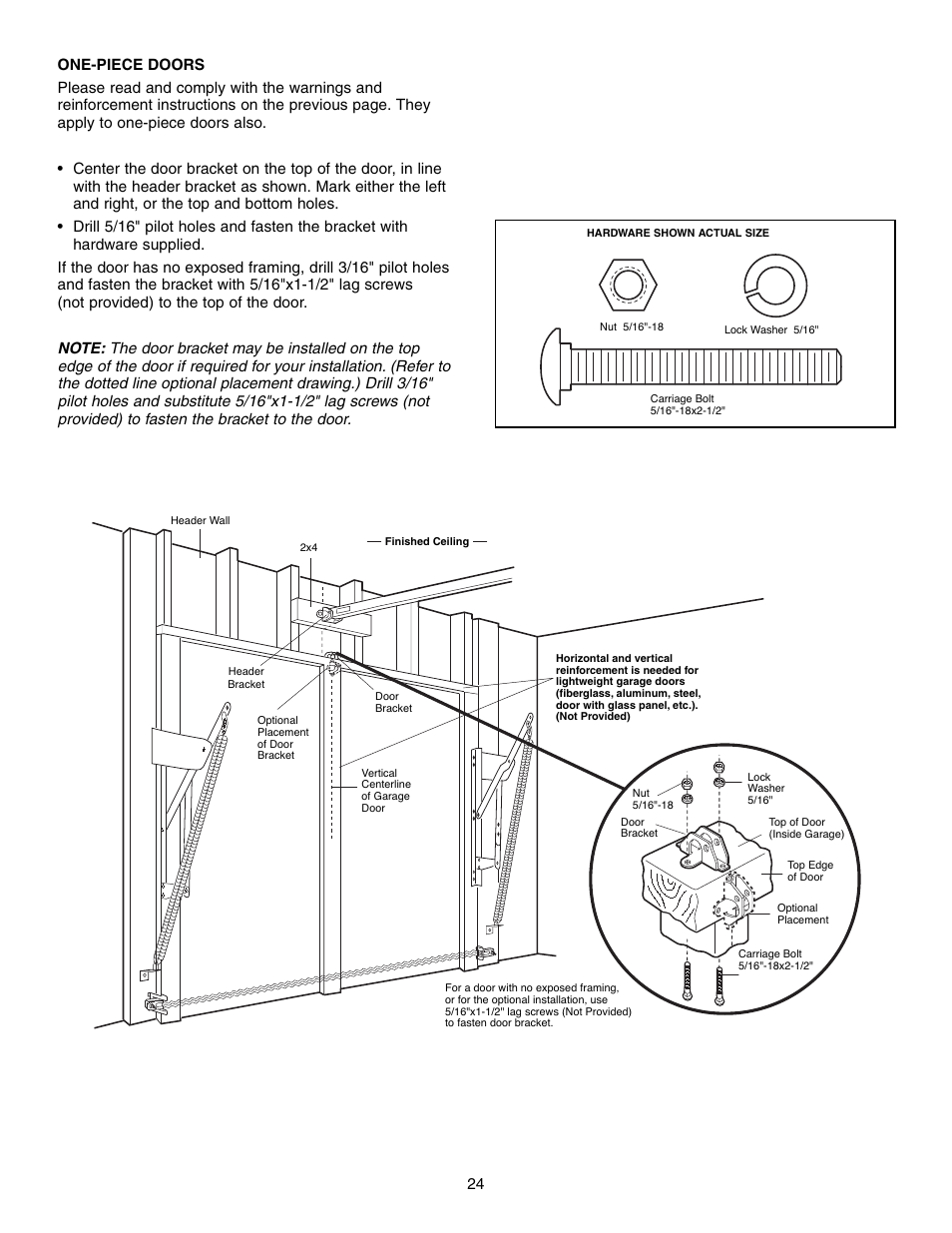 One-piece doors | Craftsman 315 SERIES 139.53939D User Manual | Page 24 / 80