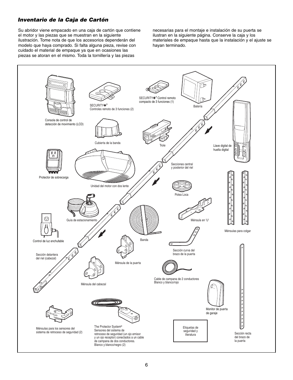 Inventario de la caja de cartón | Craftsman 315 SERIES 139.53939D User Manual | Page 46 / 80