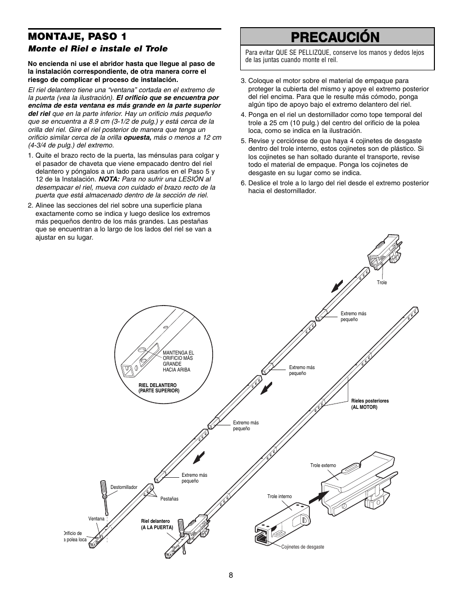 Precaución, Precaución advertencia advertencia advertencia, Montaje, paso 1 | Craftsman 315 SERIES 139.53939D User Manual | Page 48 / 80