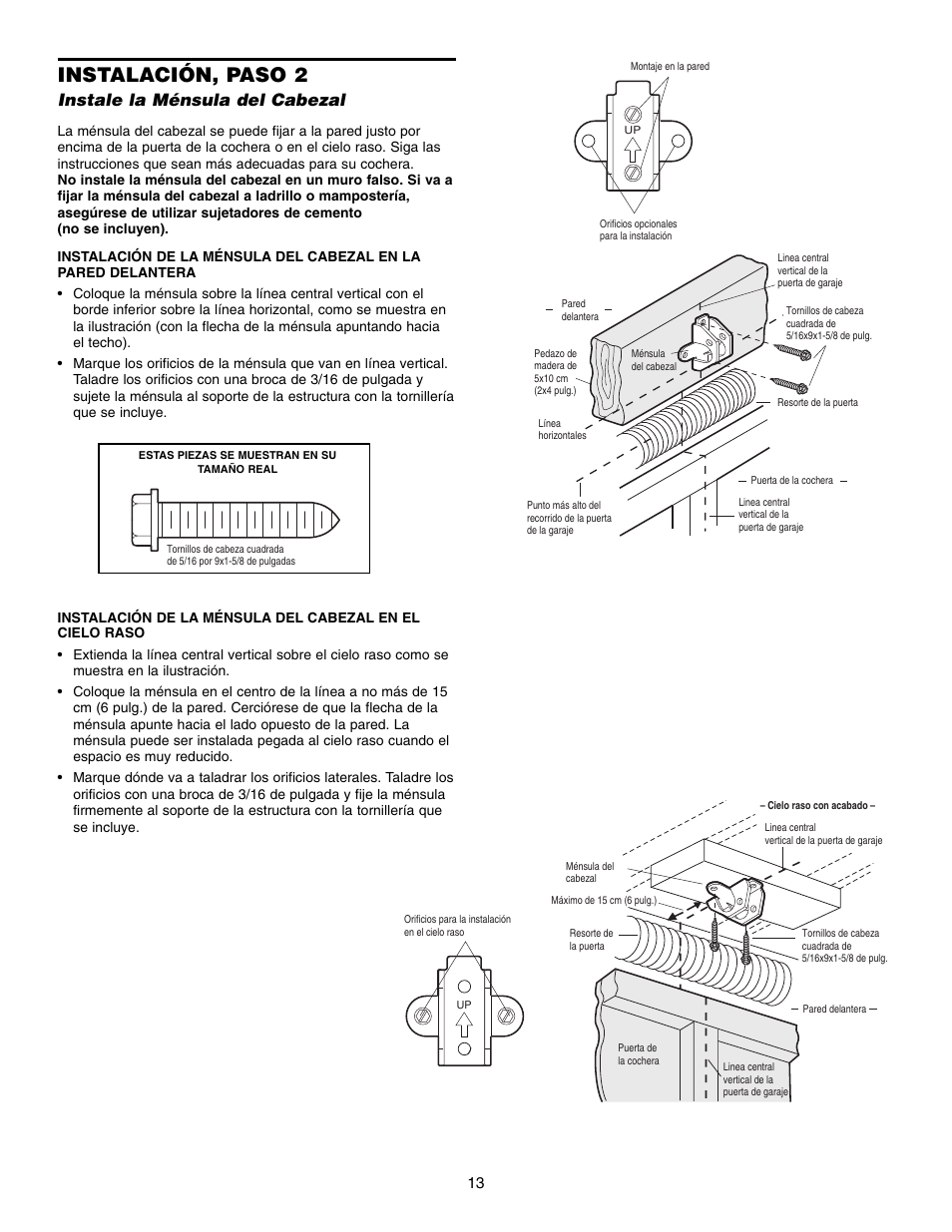 Instalación, paso 2, Instale la ménsula del cabezal | Craftsman 315 SERIES 139.53939D User Manual | Page 53 / 80