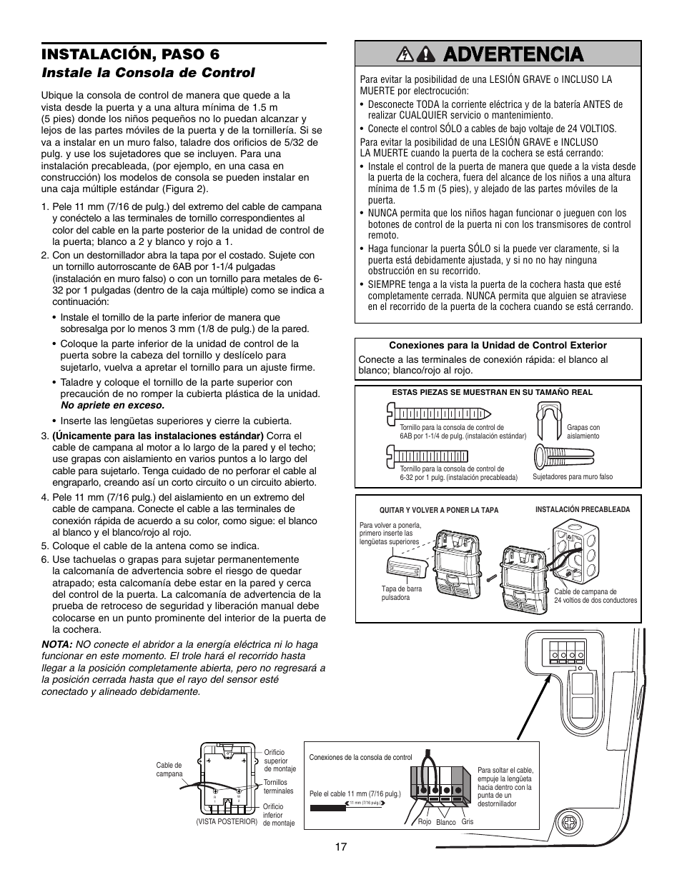 Instalación, paso 6, Instale la consola de control | Craftsman 315 SERIES 139.53939D User Manual | Page 57 / 80