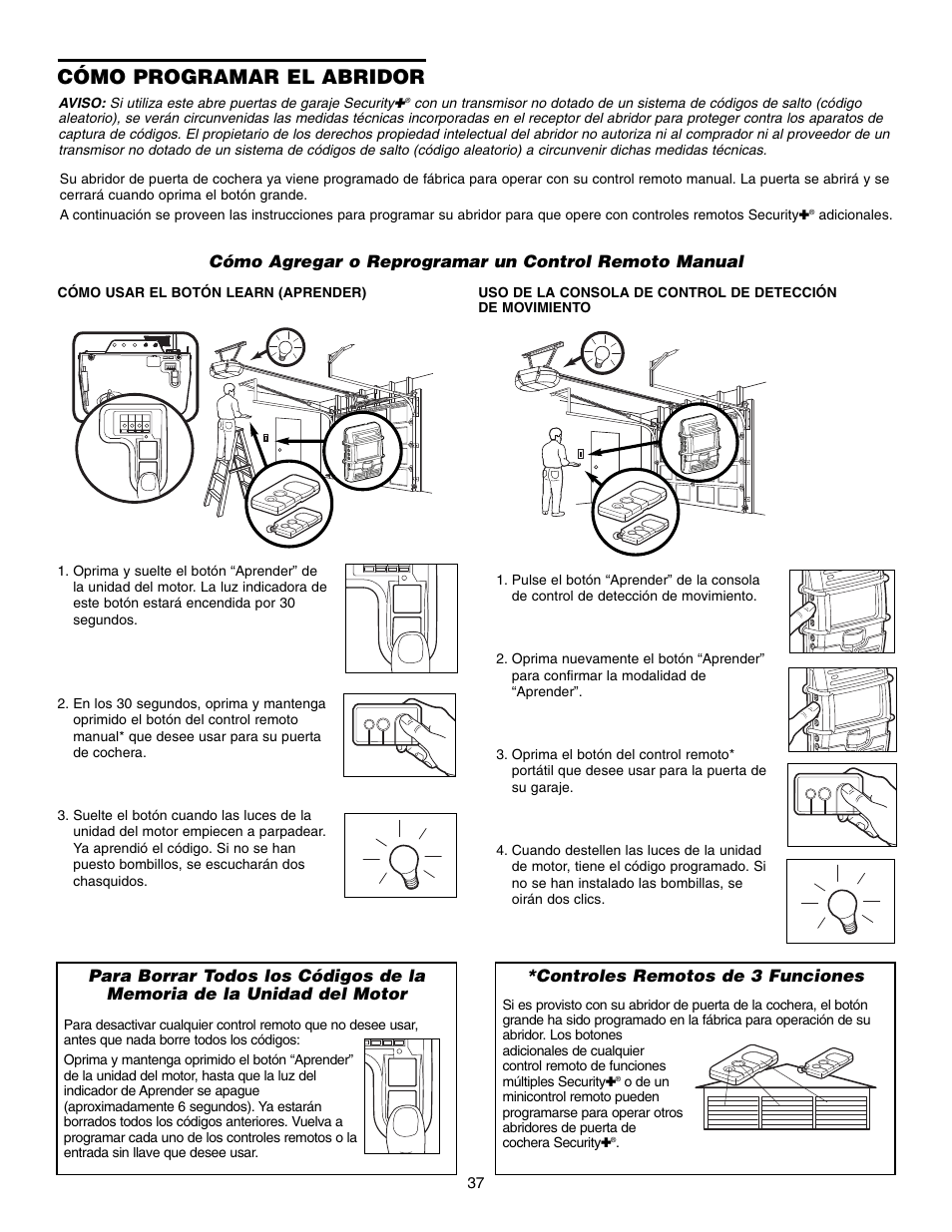 Cómo programar el abridor | Craftsman 315 SERIES 139.53939D User Manual | Page 77 / 80