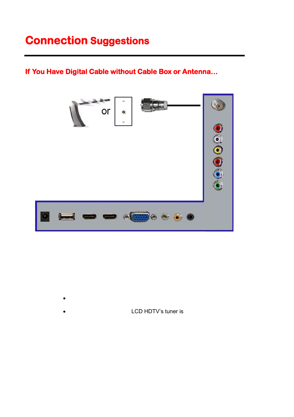 Connection suggestions, Connection, Suggestions | Sceptre E195BV-HD User Manual | Page 16 / 54