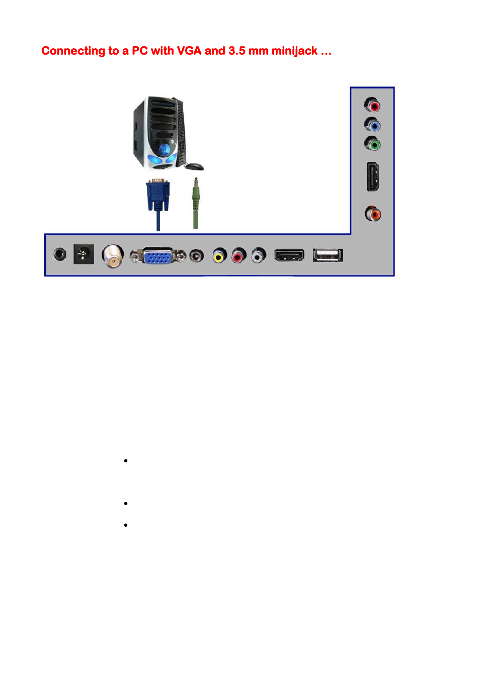 Connecting to a pc with vga and 3.5 mm minijack | Sceptre E195BD-SHDC User Manual | Page 20 / 56