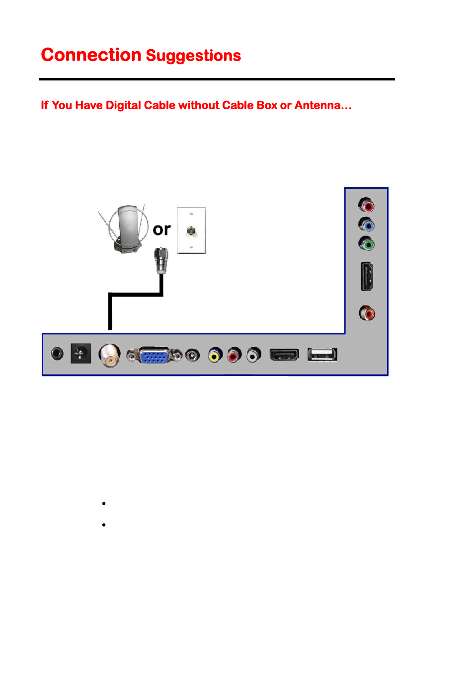 Connection, Suggestions | Sceptre E195BV-SHDE User Manual | Page 16 / 50