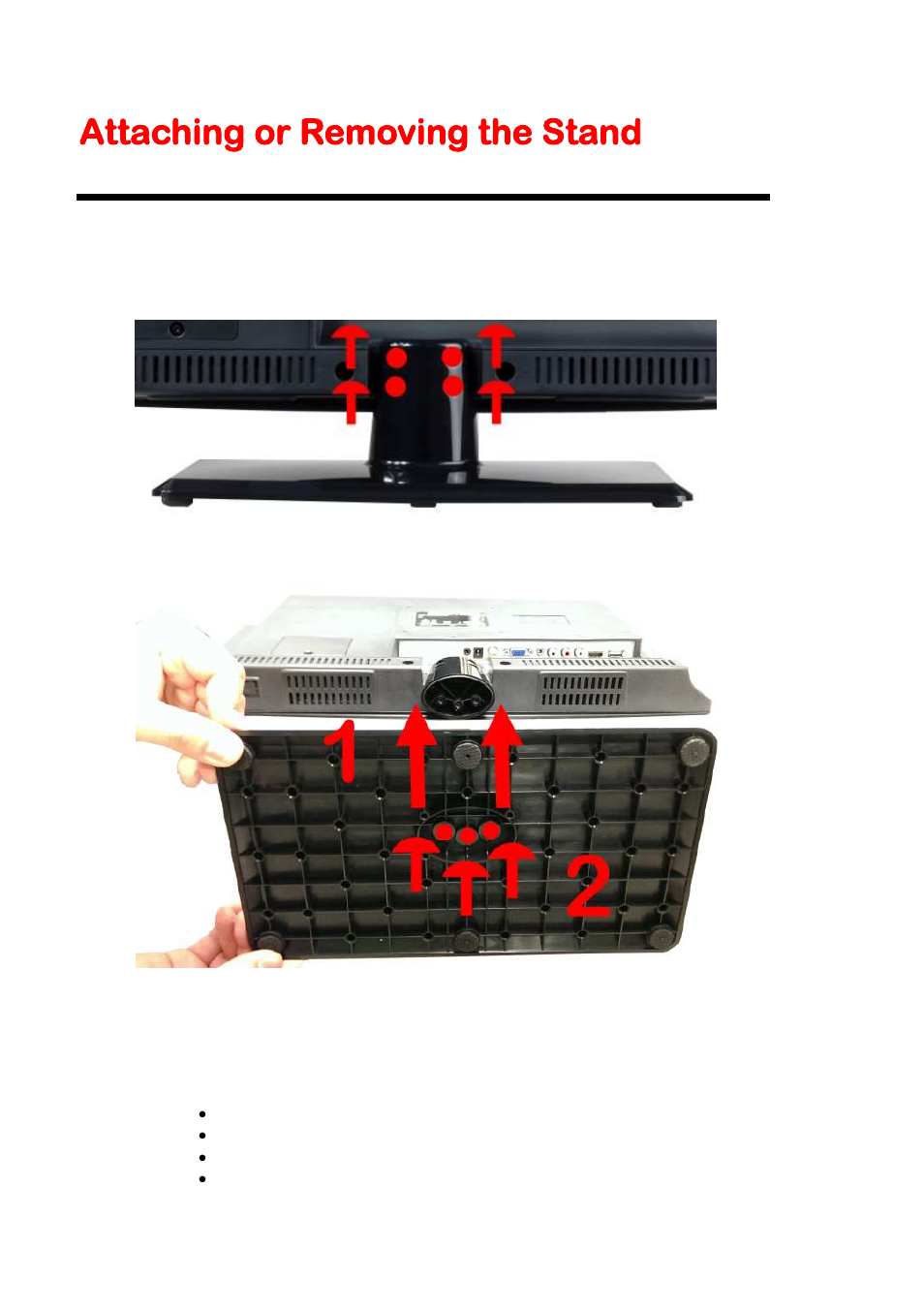 Attaching or removing the stand | Sceptre E195BV-SHDE User Manual | Page 8 / 50