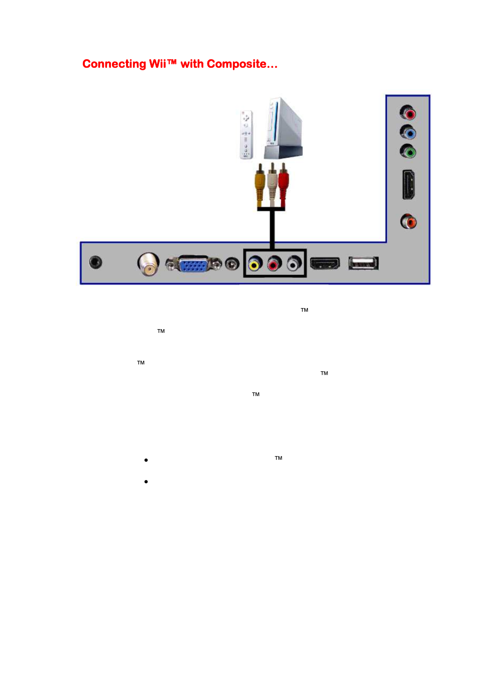 Connecting wii™ with composite | Sceptre E245BV-FHD User Manual | Page 19 / 55