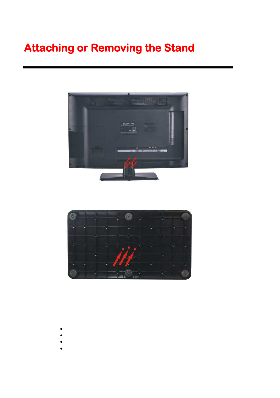 Attaching or removing the stand | Sceptre E245BV-FHD User Manual | Page 8 / 55