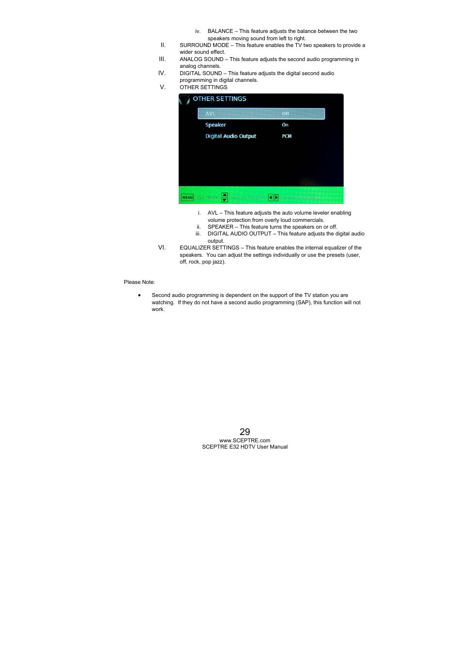 Sceptre E325BD-HD User Manual | Page 29 / 58