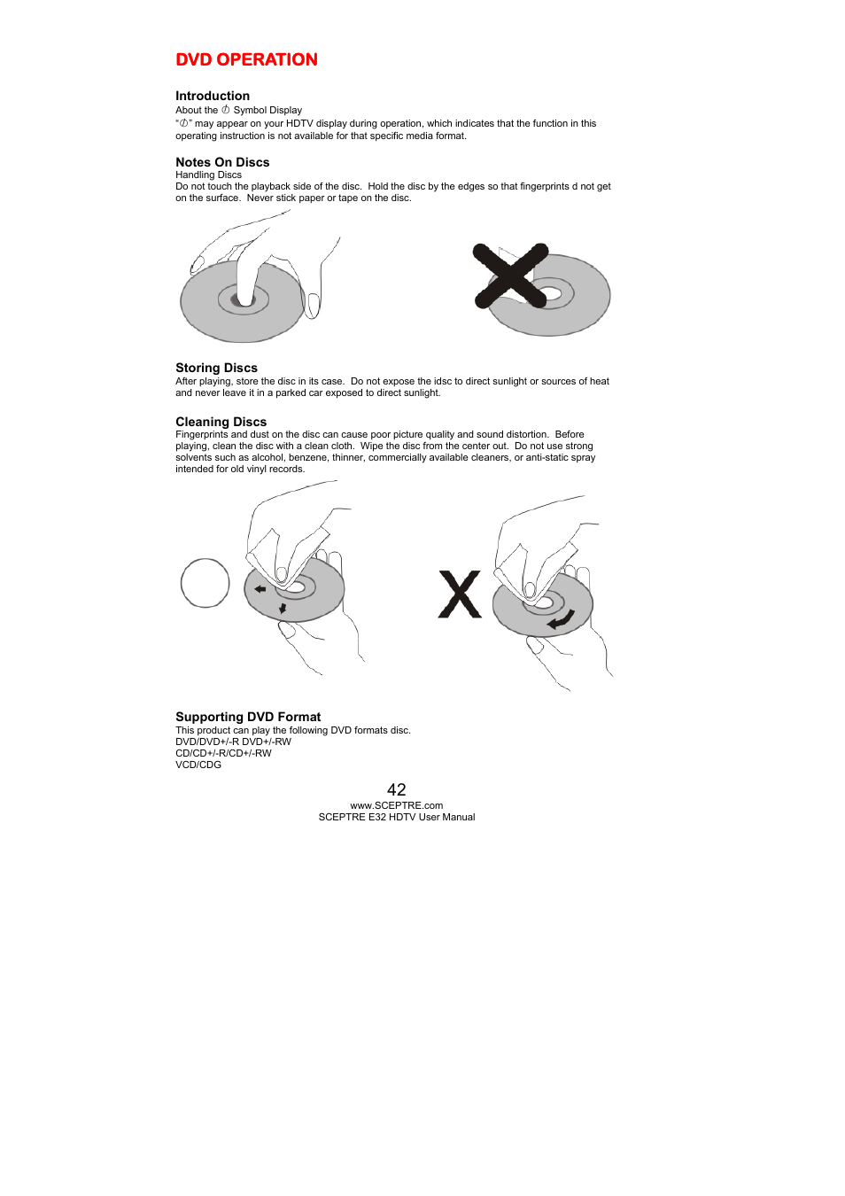 Dvd operation | Sceptre E325BD-HD User Manual | Page 42 / 58