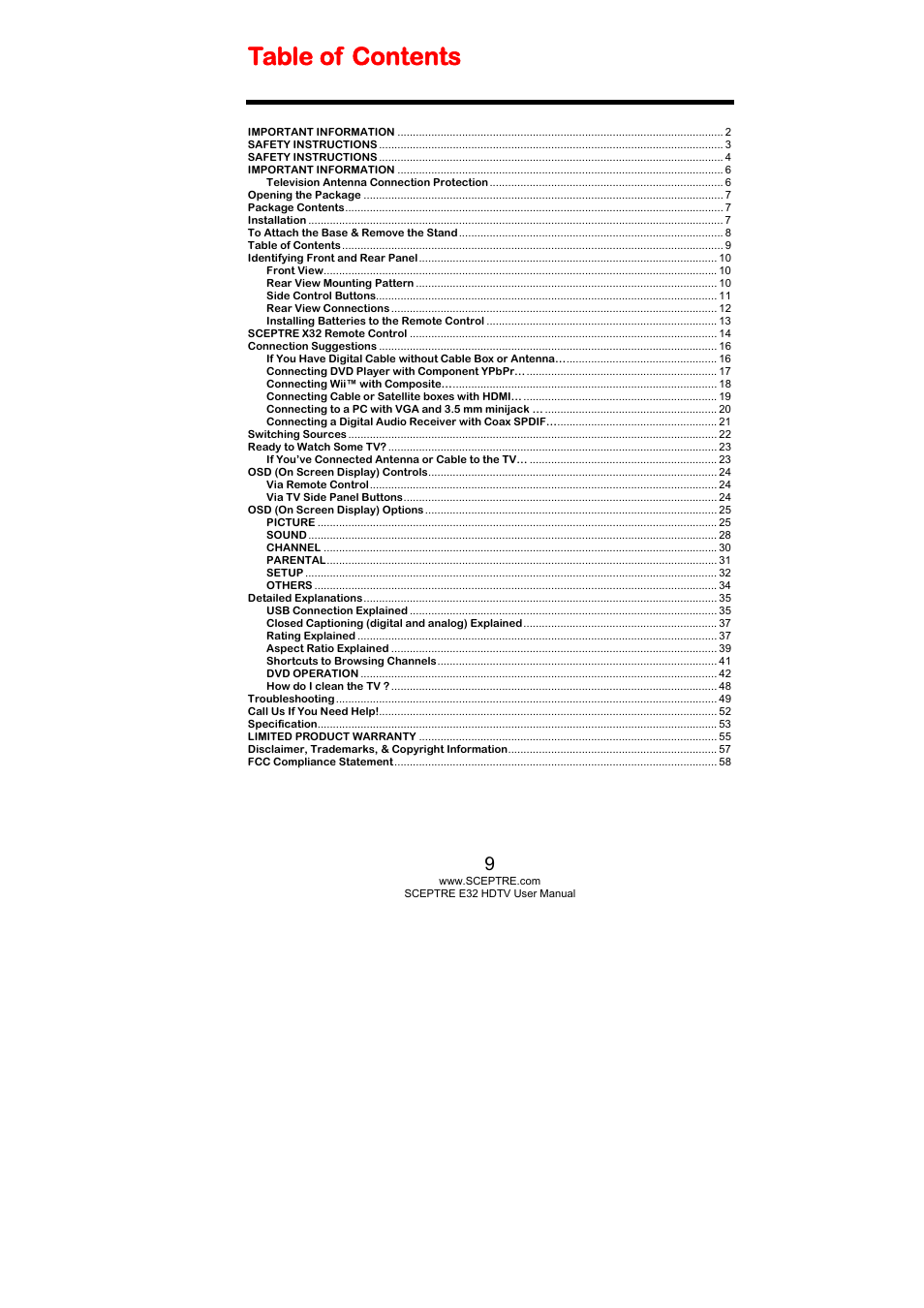 Sceptre E325BD-HD User Manual | Page 9 / 58