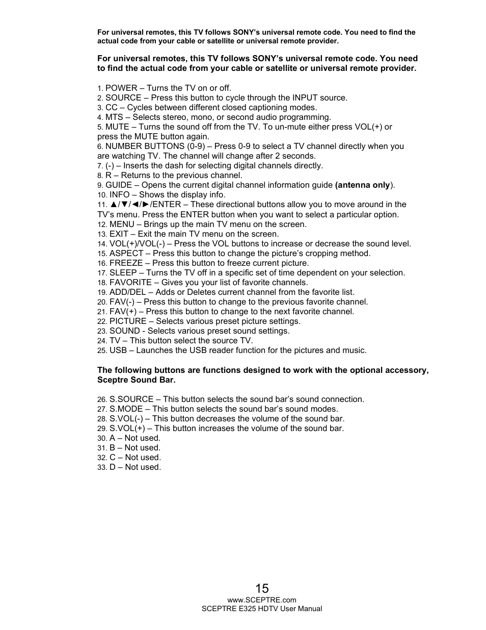 Sceptre E325BV-HDC User Manual | Page 15 / 52