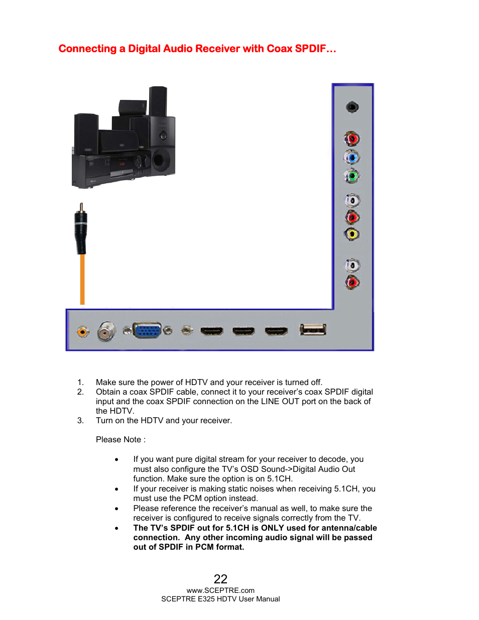 Sceptre E325BV-HDC User Manual | Page 22 / 52