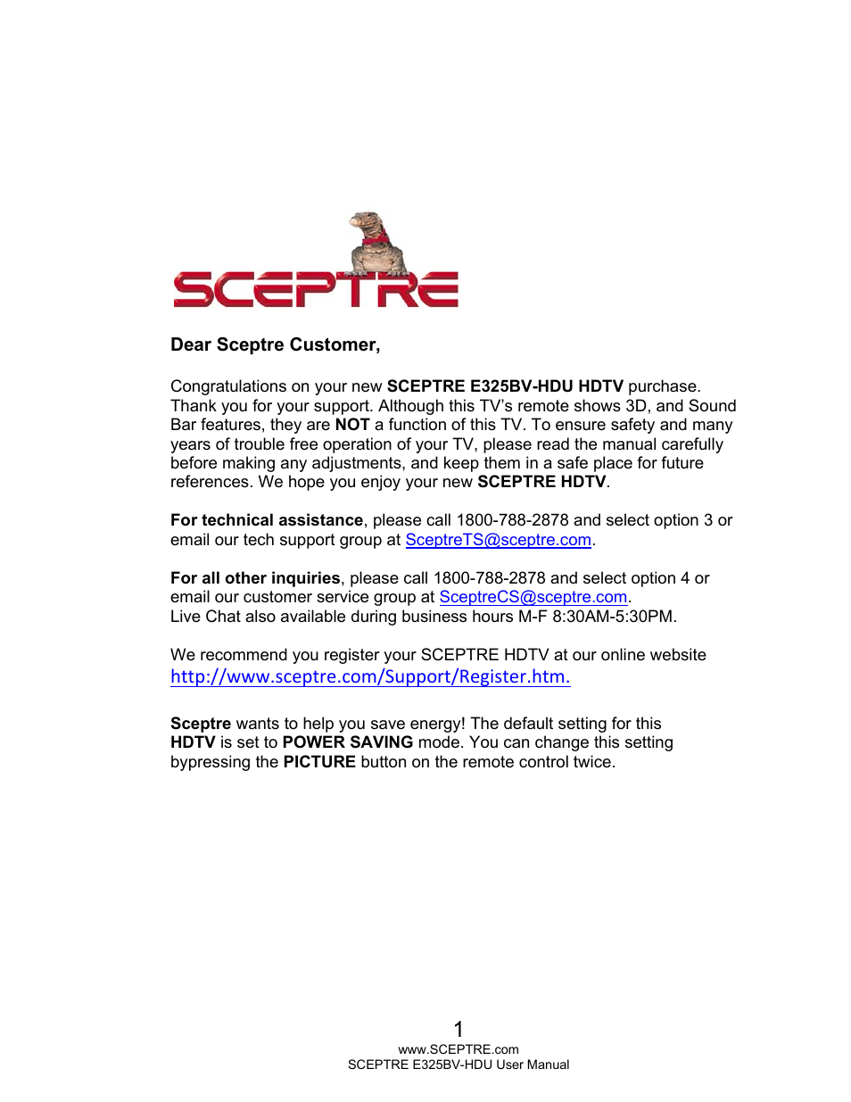 Sceptre E325BV-HDU User Manual | 52 pages