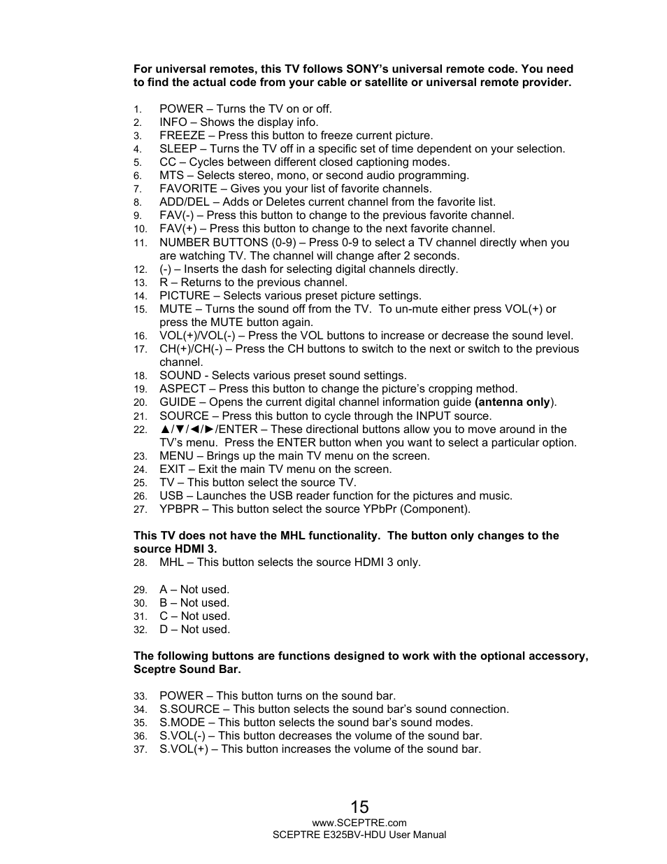 Sceptre E325BV-HDU User Manual | Page 15 / 52