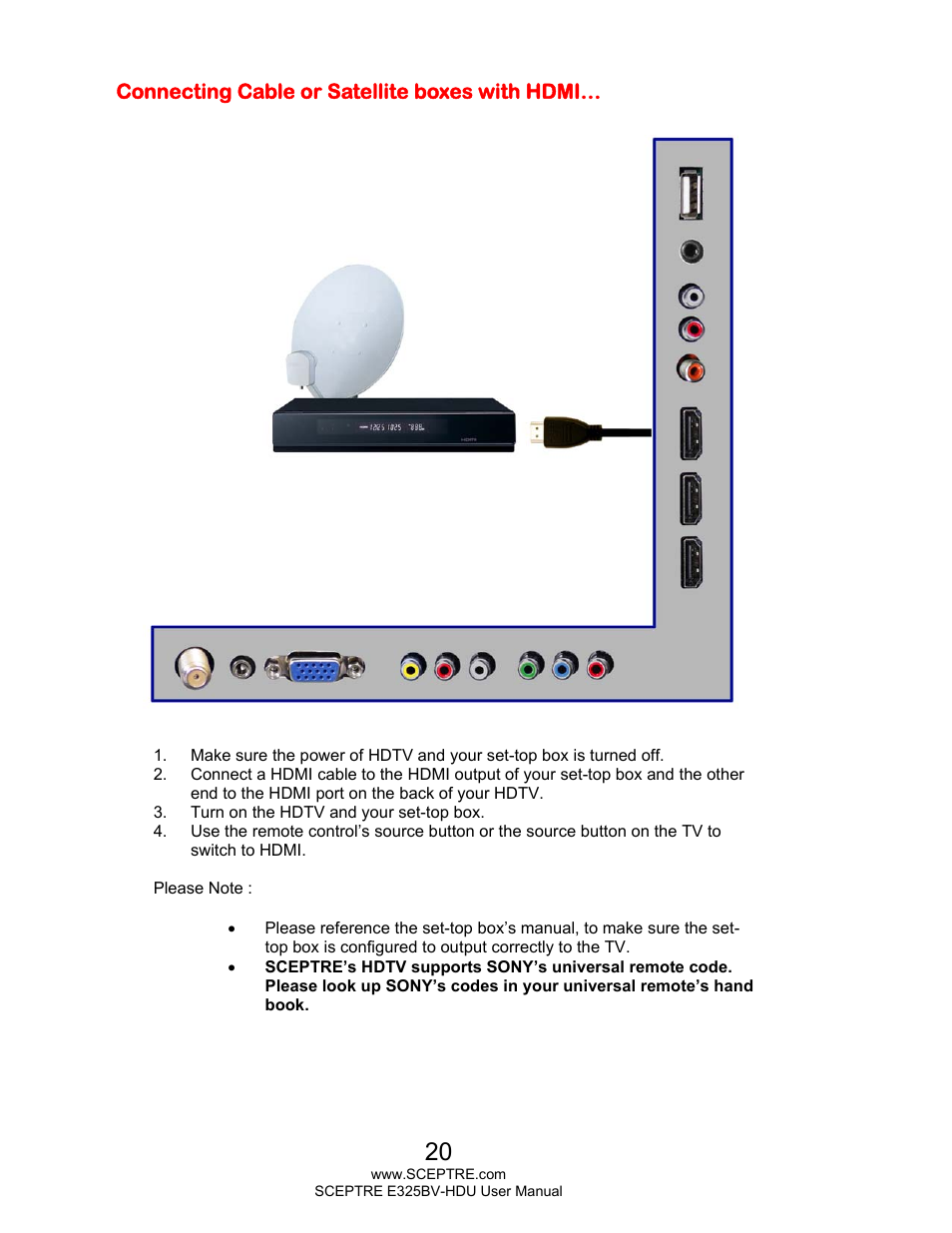 Sceptre E325BV-HDU User Manual | Page 20 / 52