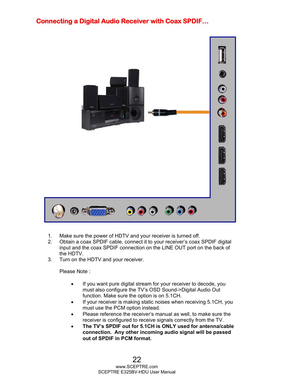 Sceptre E325BV-HDU User Manual | Page 22 / 52