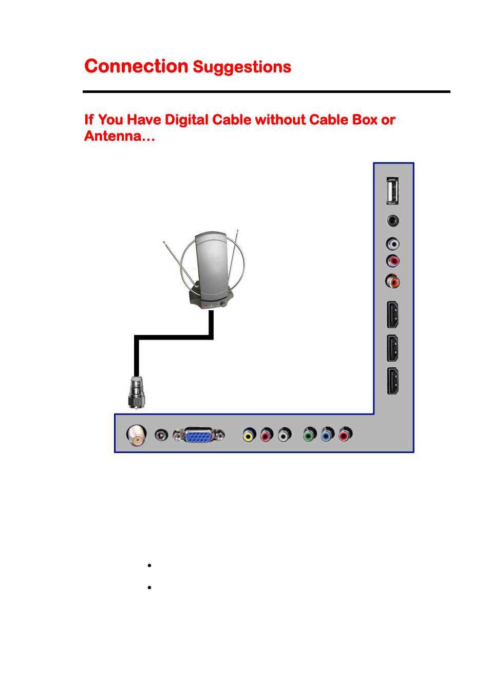 Connection, Suggestions | Sceptre X325BV-FMDR User Manual | Page 17 / 56