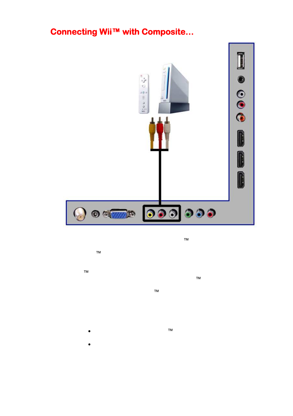 Connecting wii™ with composite | Sceptre X325BV-FMDR User Manual | Page 19 / 56