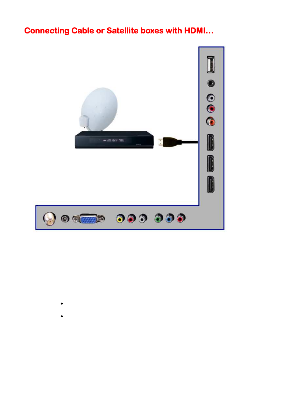 Connecting cable or satellite boxes with hdmi | Sceptre X325BV-FMDR User Manual | Page 20 / 56