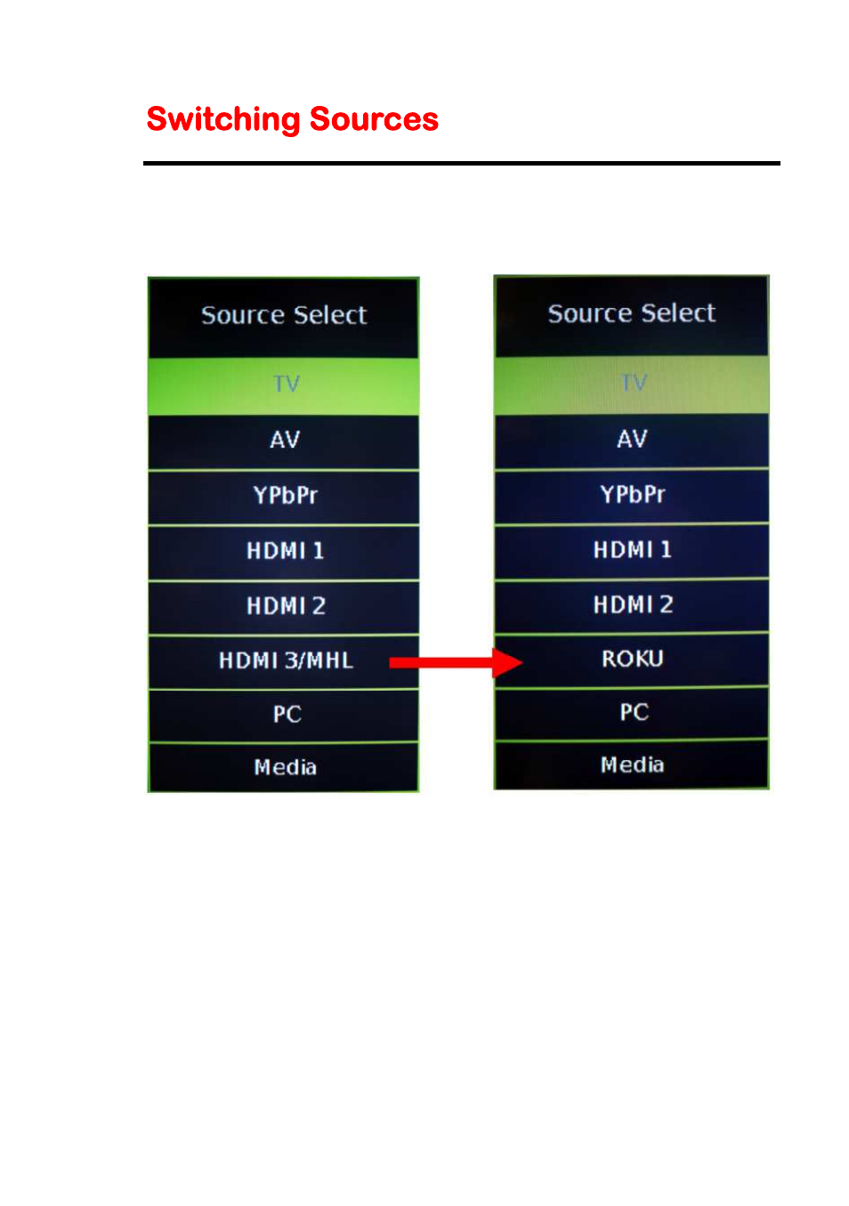 Switching sources | Sceptre X325BV-FMDR User Manual | Page 23 / 56