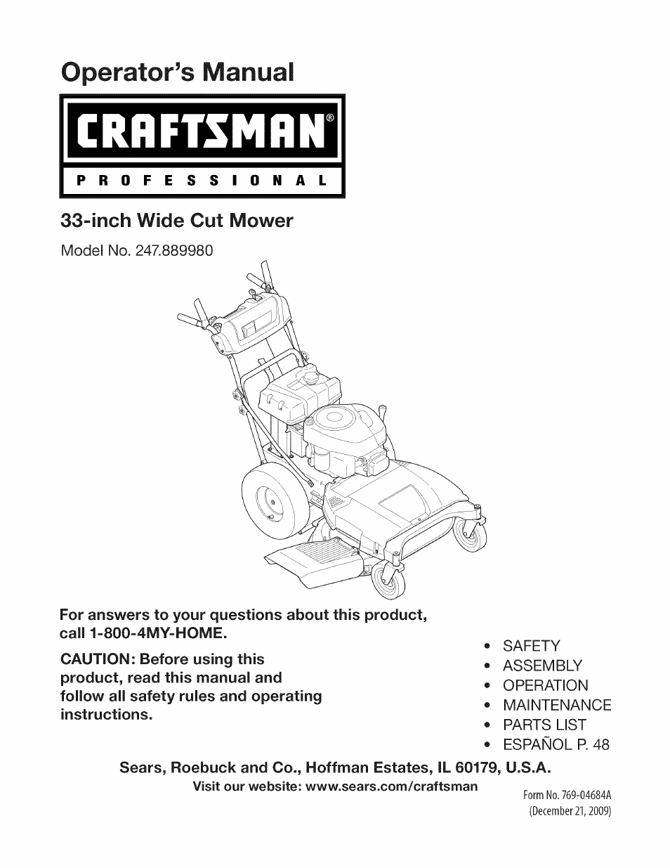 Craftsman 247.889980 User Manual | 76 pages