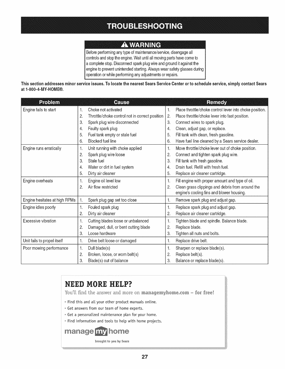 Troubleshootin, Youll find the answer and more on iiiaiia§eii, Med moie help | Craftsman 247.889980 User Manual | Page 27 / 76