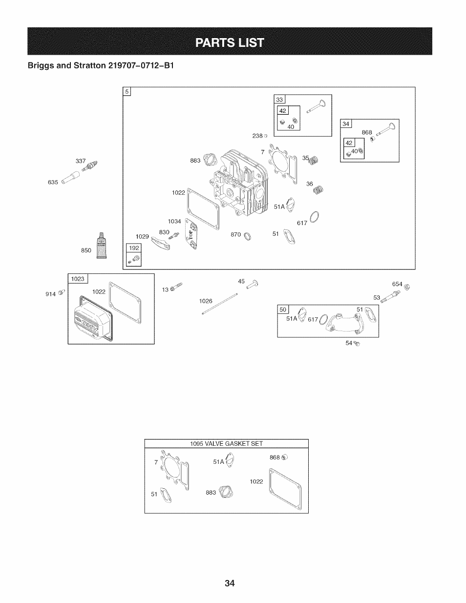 Öpi |'li4, Parts lis | Craftsman 247.889980 User Manual | Page 34 / 76