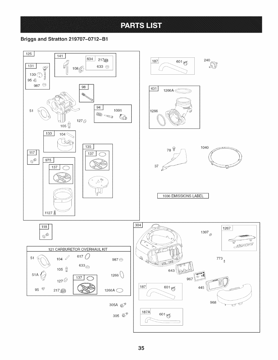 Parts lis, Itnäij | Craftsman 247.889980 User Manual | Page 35 / 76