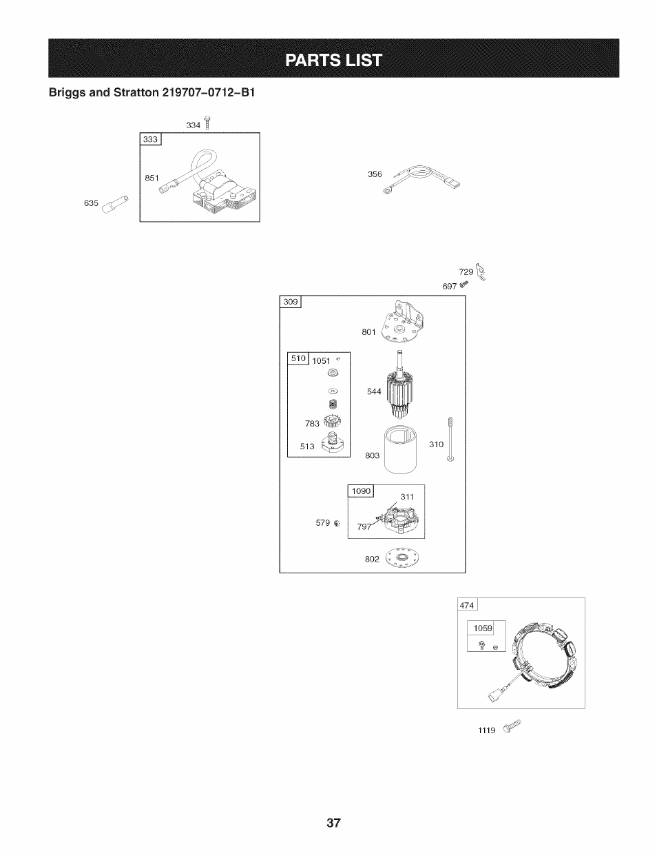 Parts lis | Craftsman 247.889980 User Manual | Page 37 / 76