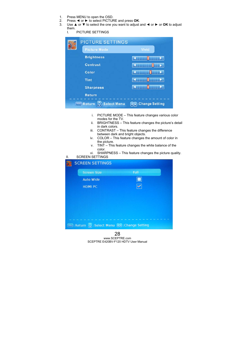 Sceptre E420BV-F120 User Manual | Page 28 / 56