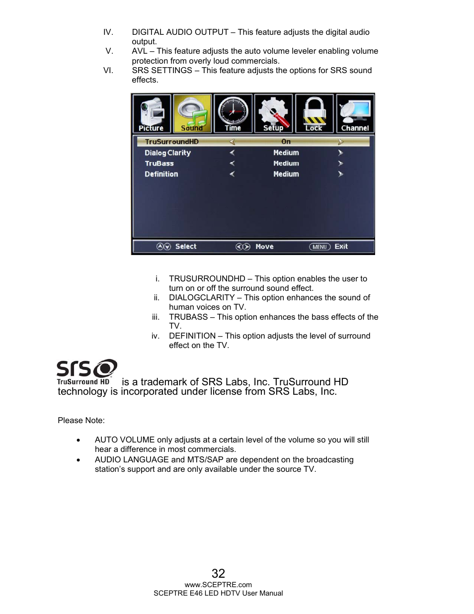 Sceptre E465BV-FHDD User Manual | Page 32 / 56