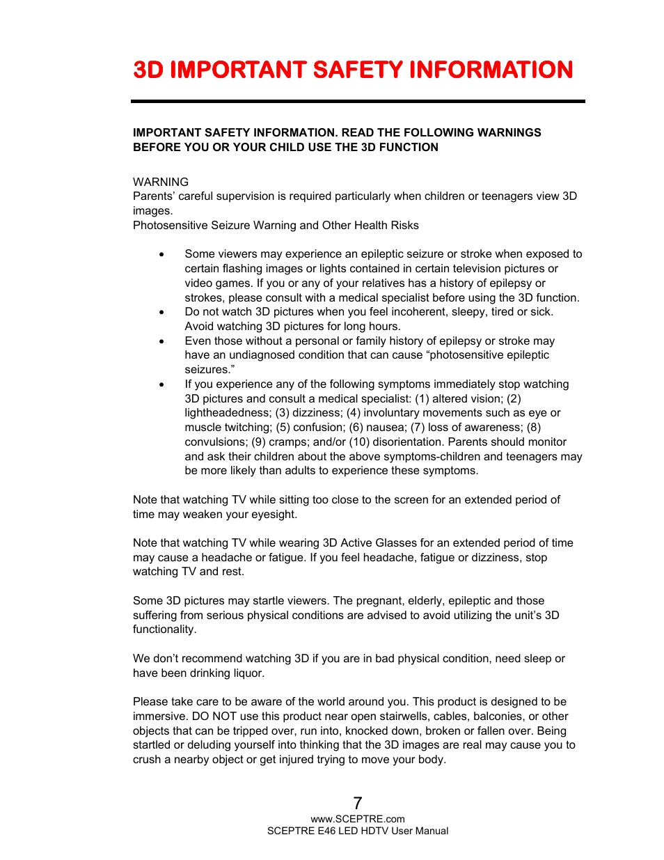 3d important safety information | Sceptre E465BV-FHDD User Manual | Page 7 / 56