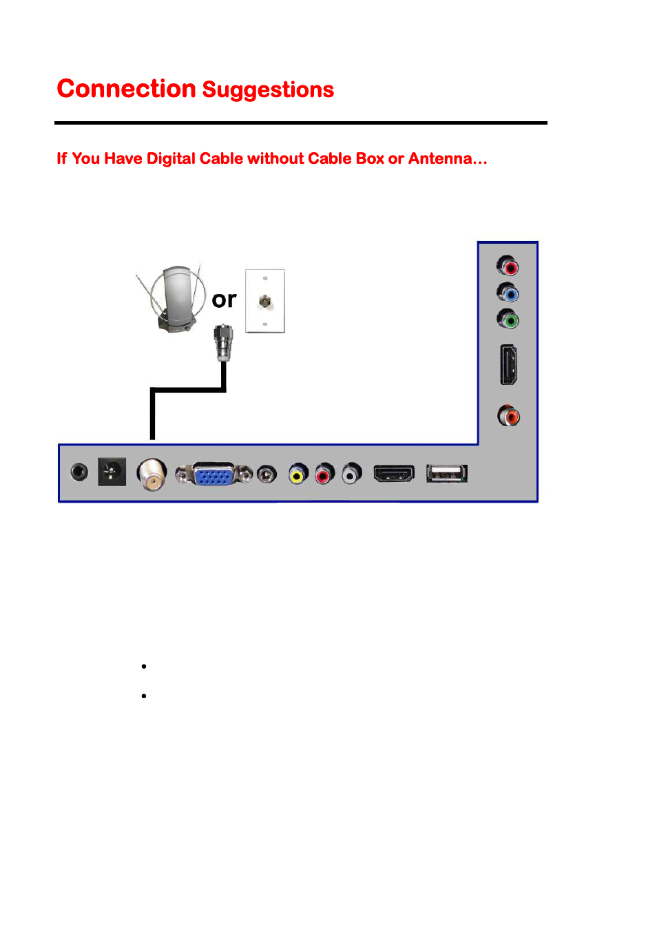 Connection, Suggestions | Sceptre E195BV-SHDC User Manual | Page 18 / 54