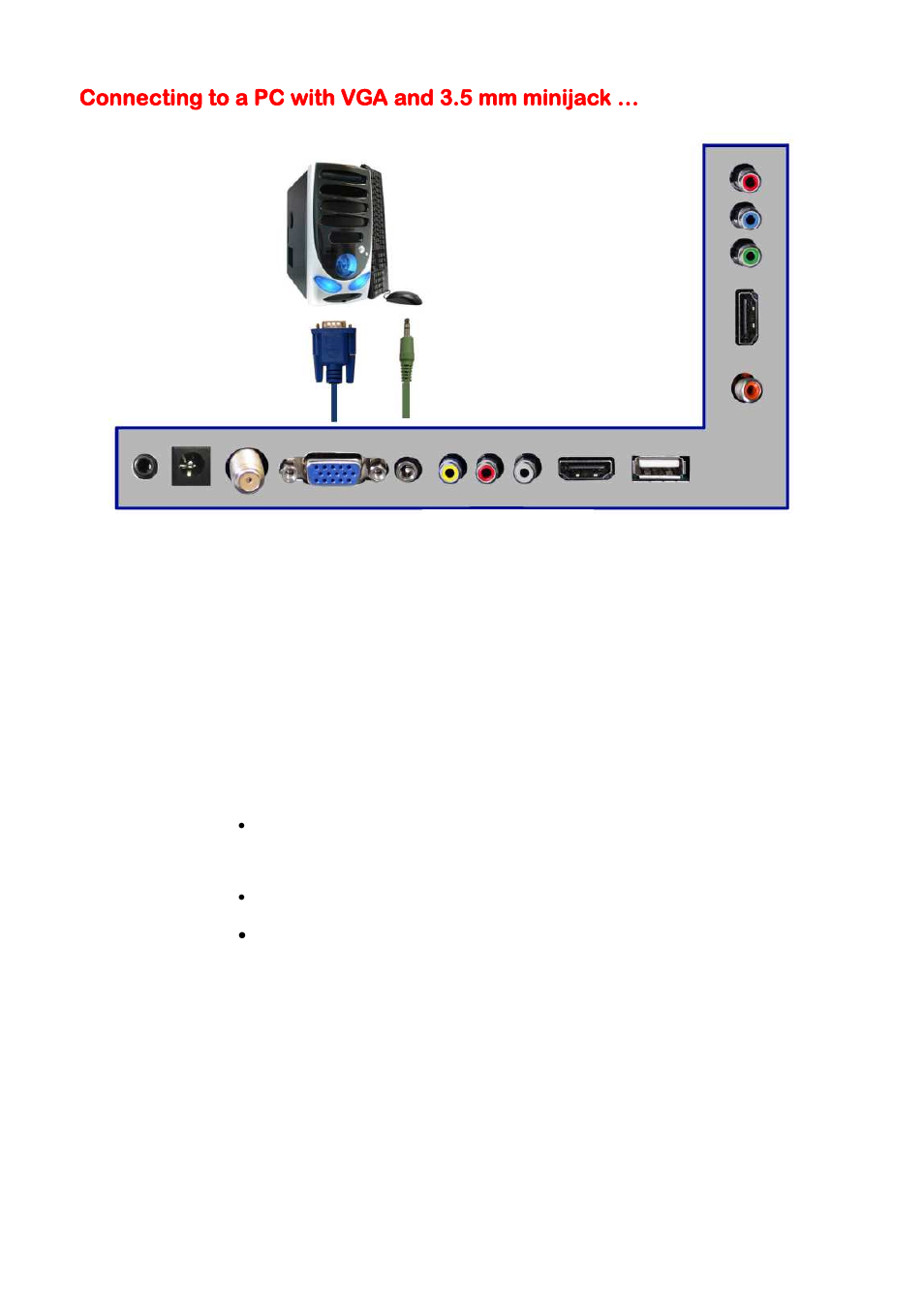 Connecting to a pc with vga and 3.5 mm minijack | Sceptre E195BV-SHDC User Manual | Page 22 / 54