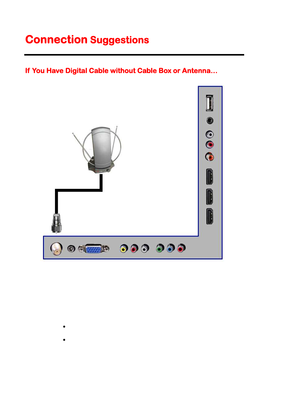 Connection, Suggestions | Sceptre P322BV-HDR User Manual | Page 18 / 53