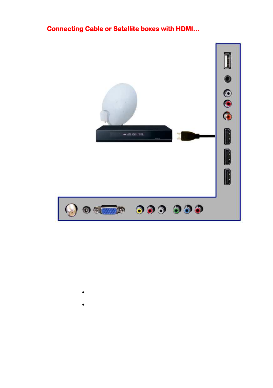 Connecting cable or satellite boxes with hdmi | Sceptre P322BV-HDR User Manual | Page 21 / 53