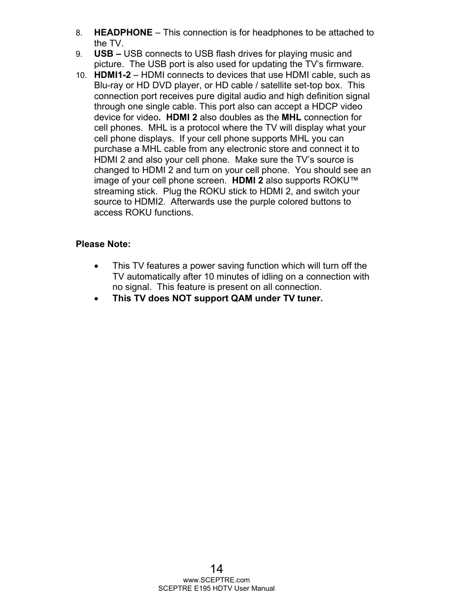Sceptre E195BV-SMQR User Manual | Page 14 / 58