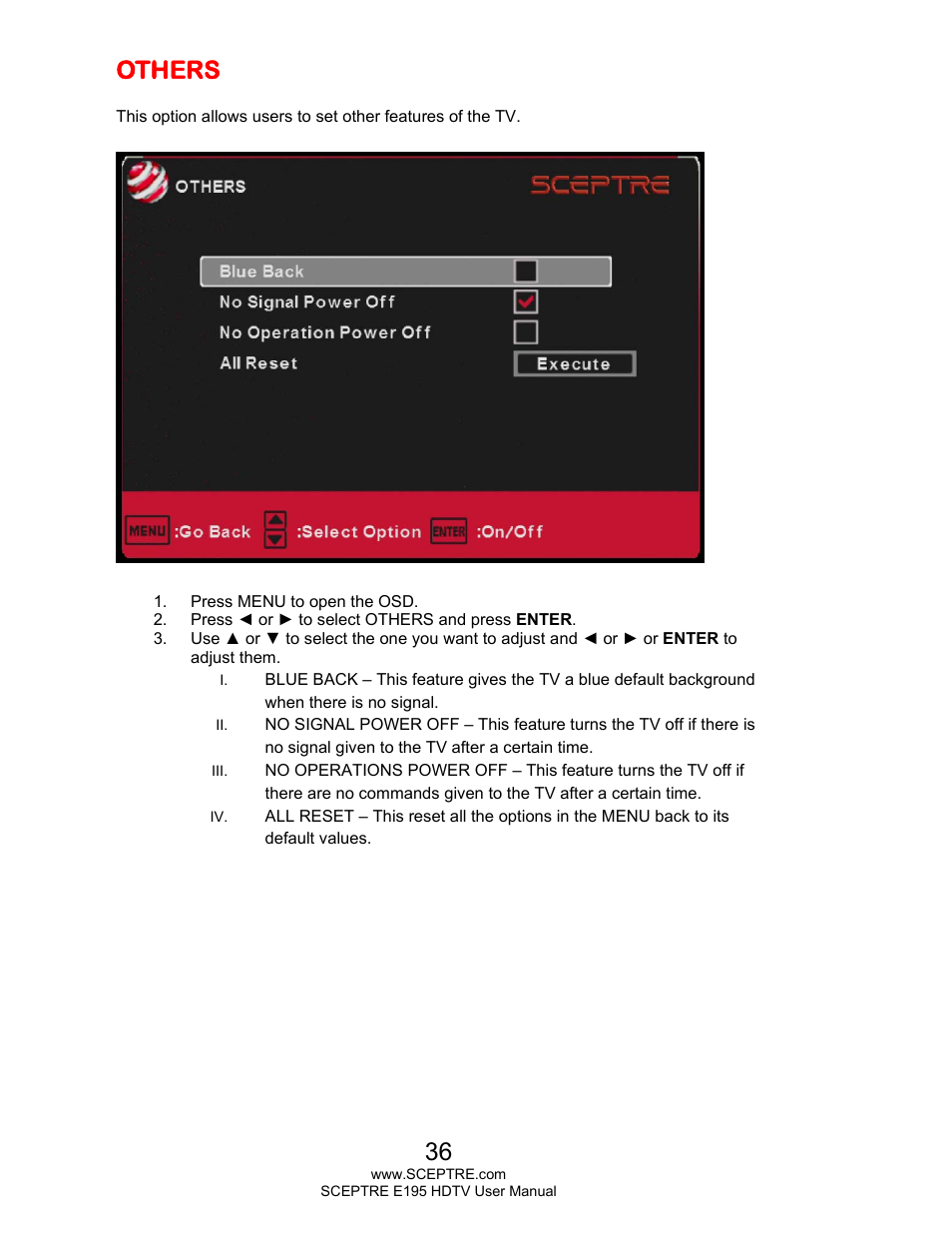 Others | Sceptre E195BV-SMQR User Manual | Page 36 / 58