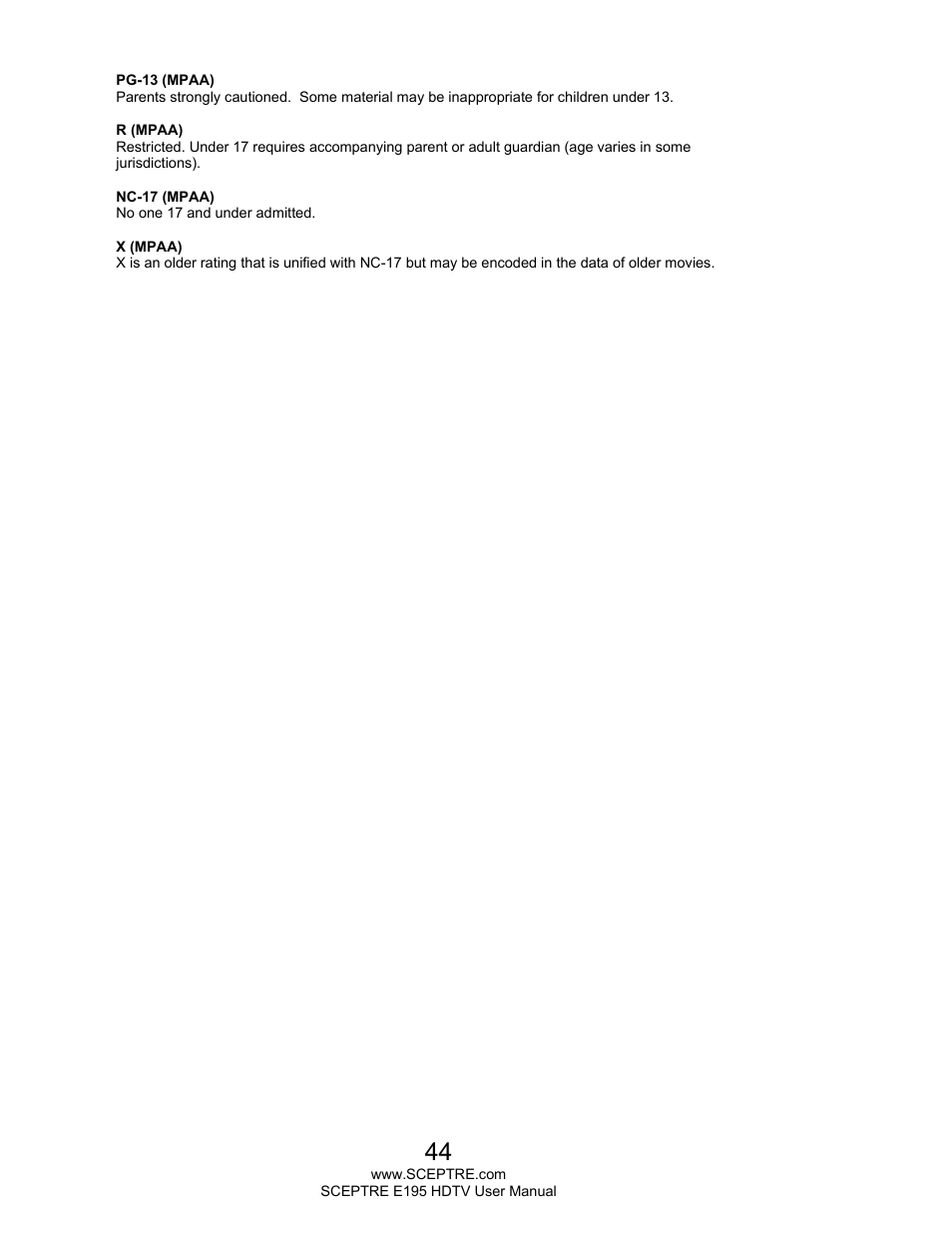 Sceptre E195BV-SMQR User Manual | Page 44 / 58