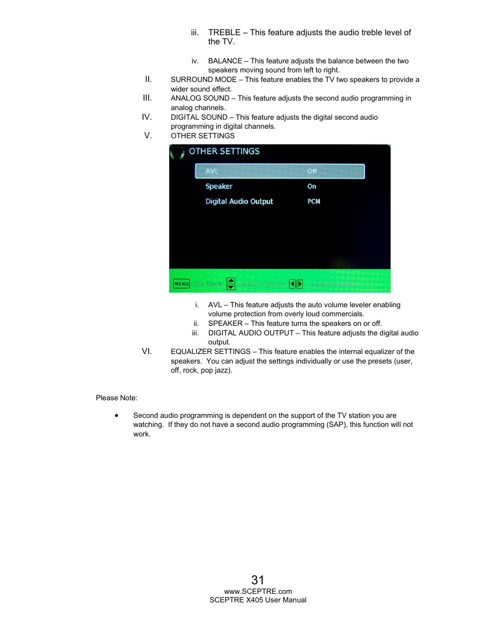 Sceptre X405BV-FHDR User Manual | Page 31 / 54